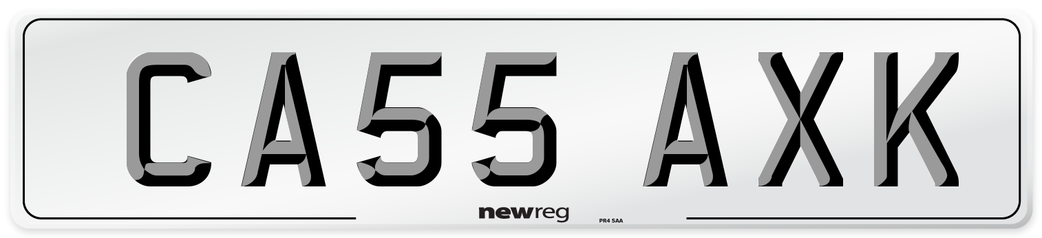 CA55 AXK Number Plate from New Reg